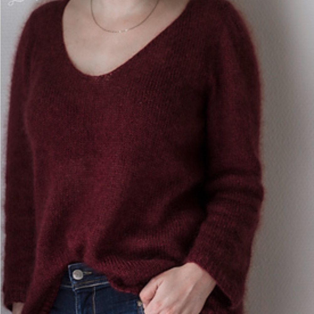 Free People Burgundy V-neck Sweater
